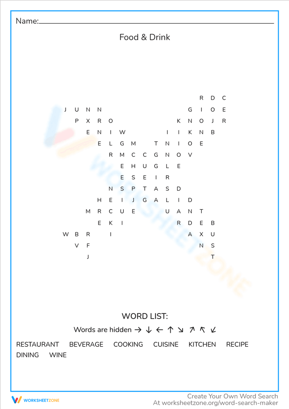 Culinary Exploration: Food Drink Worksheet - Page 1
