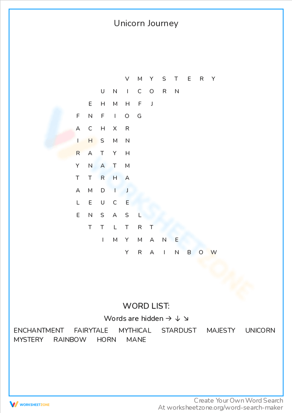 Unicorn Journey Word Search: A Magical Adventure - Page 1