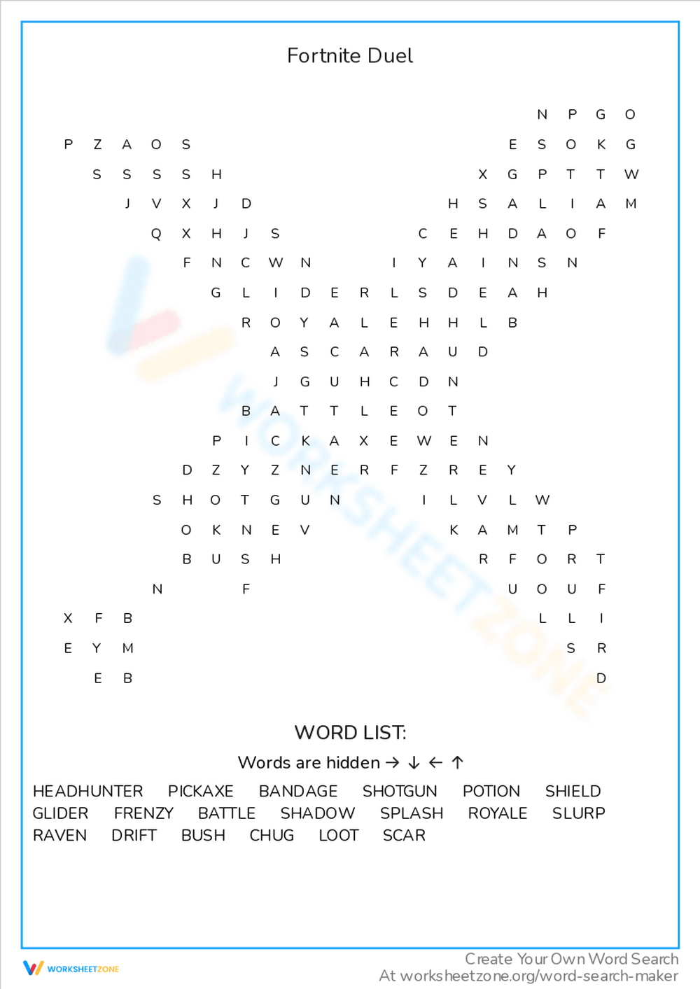Exciting Fortnite Duel Worksheet for Strategy Practice - Page 1