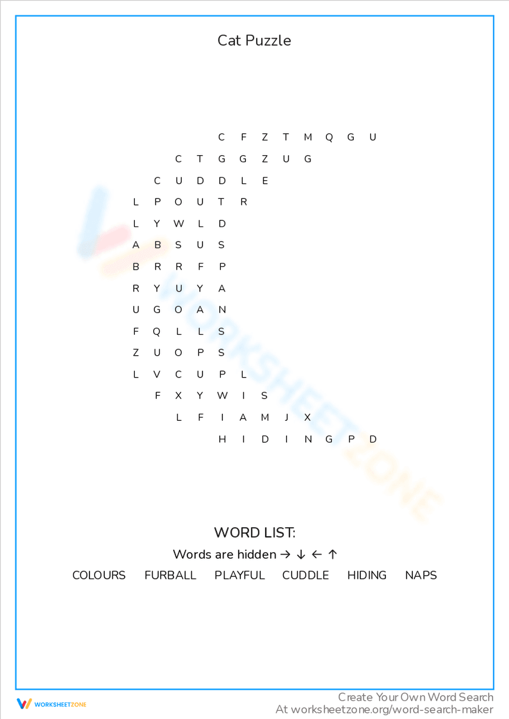 Cat Puzzle Worksheet - Page 1