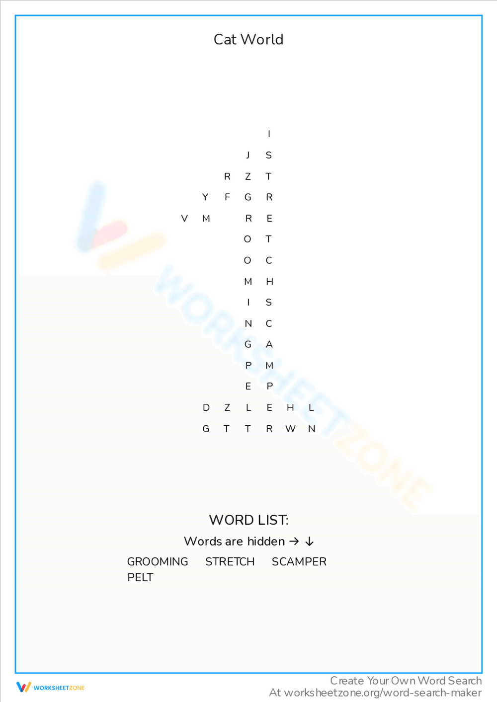 Cat World Worksheet - Page 1