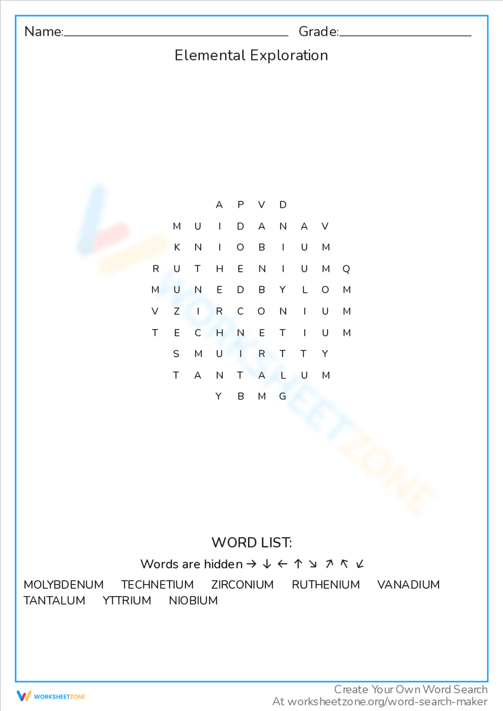 Elemental Exploration Word Search: Discover the Elements - Page 1