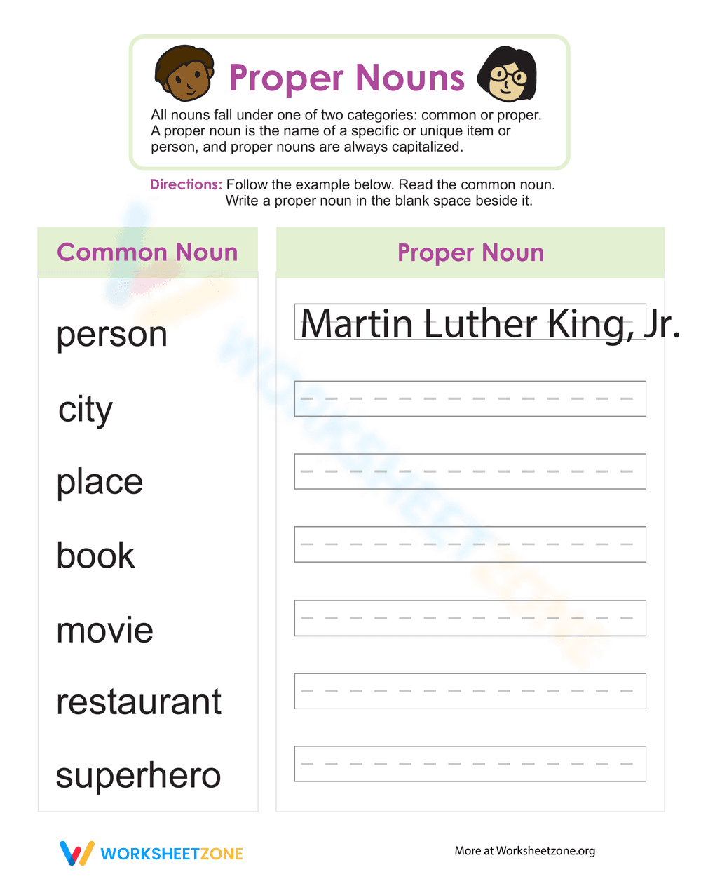 Common and Proper Nouns - Page 1