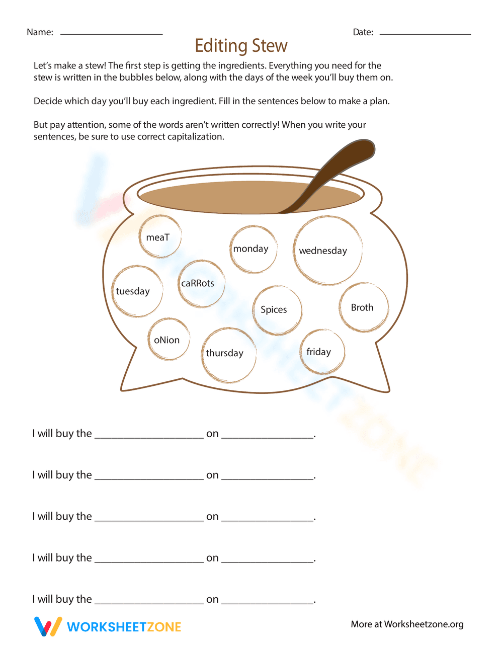 Editing Stew Worksheet - Page 1