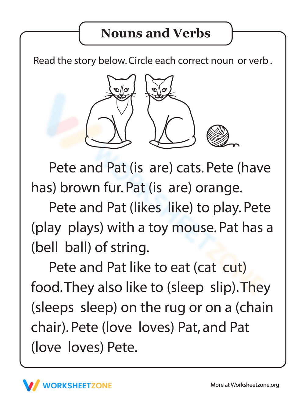 Pete and Pat: A Fun Grammar Story Worksheet - Page 1