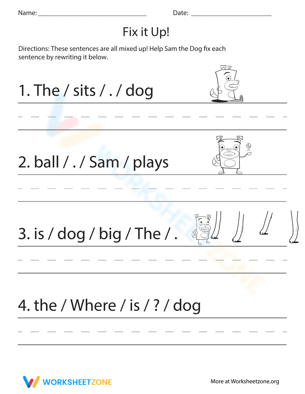 Fix It Up Worksheet - Page 1