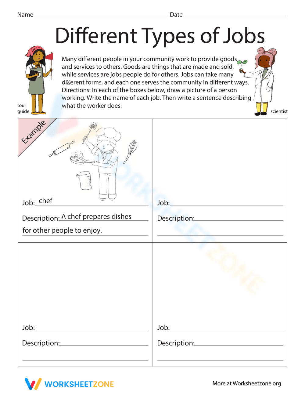 Different Types of Jobs Worksheet - Page 1