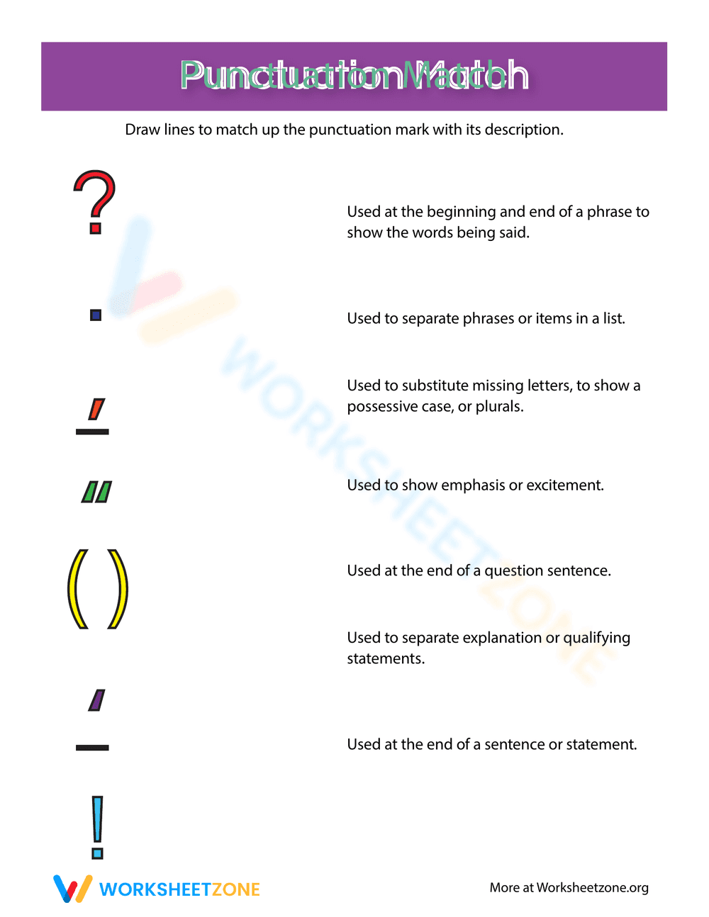 Punctuation Practice Worksheet 4 - Page 1