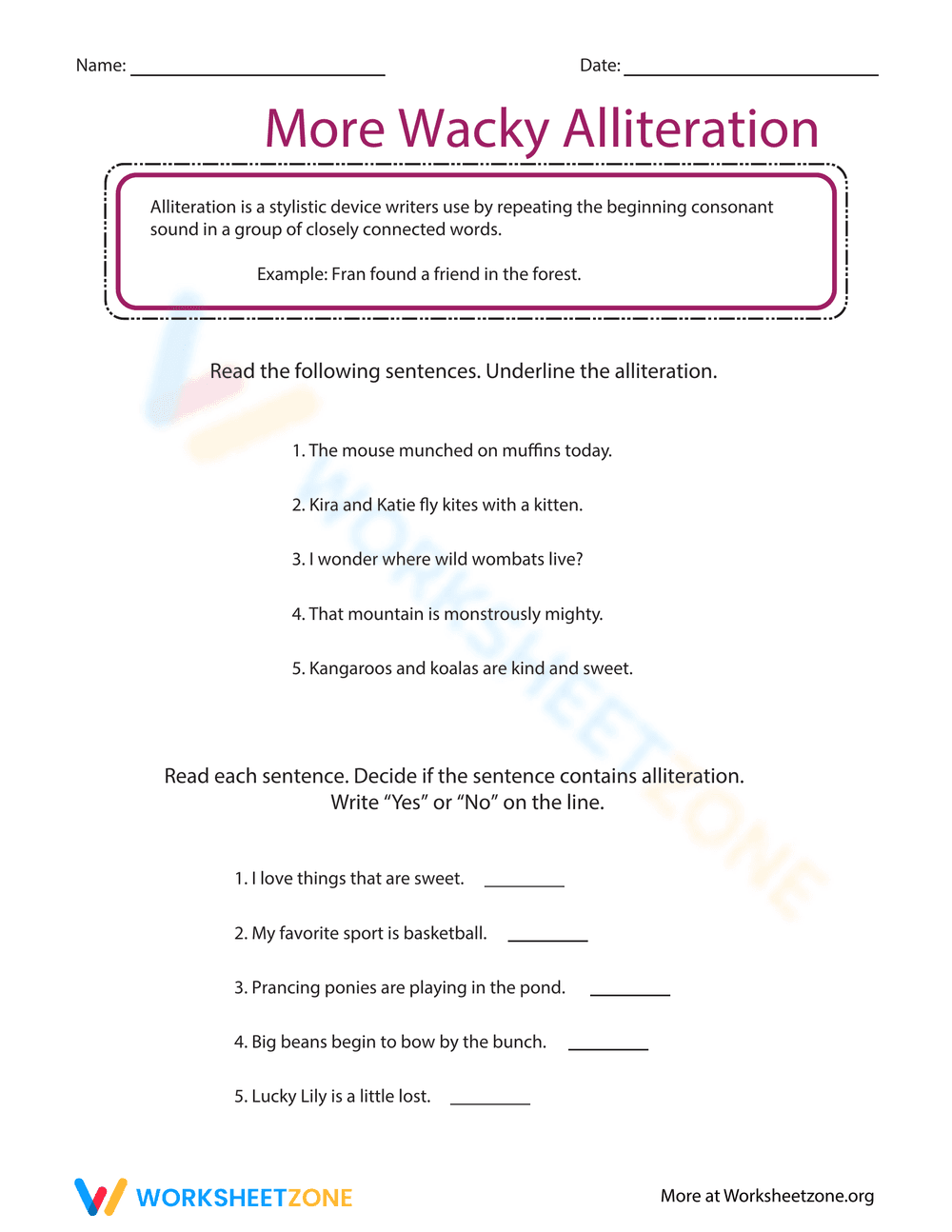 More Wacky Alliteration Fun - Page 1