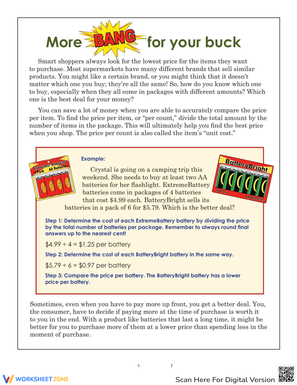 More Bang for Your Buck: Comparison - Page 1
