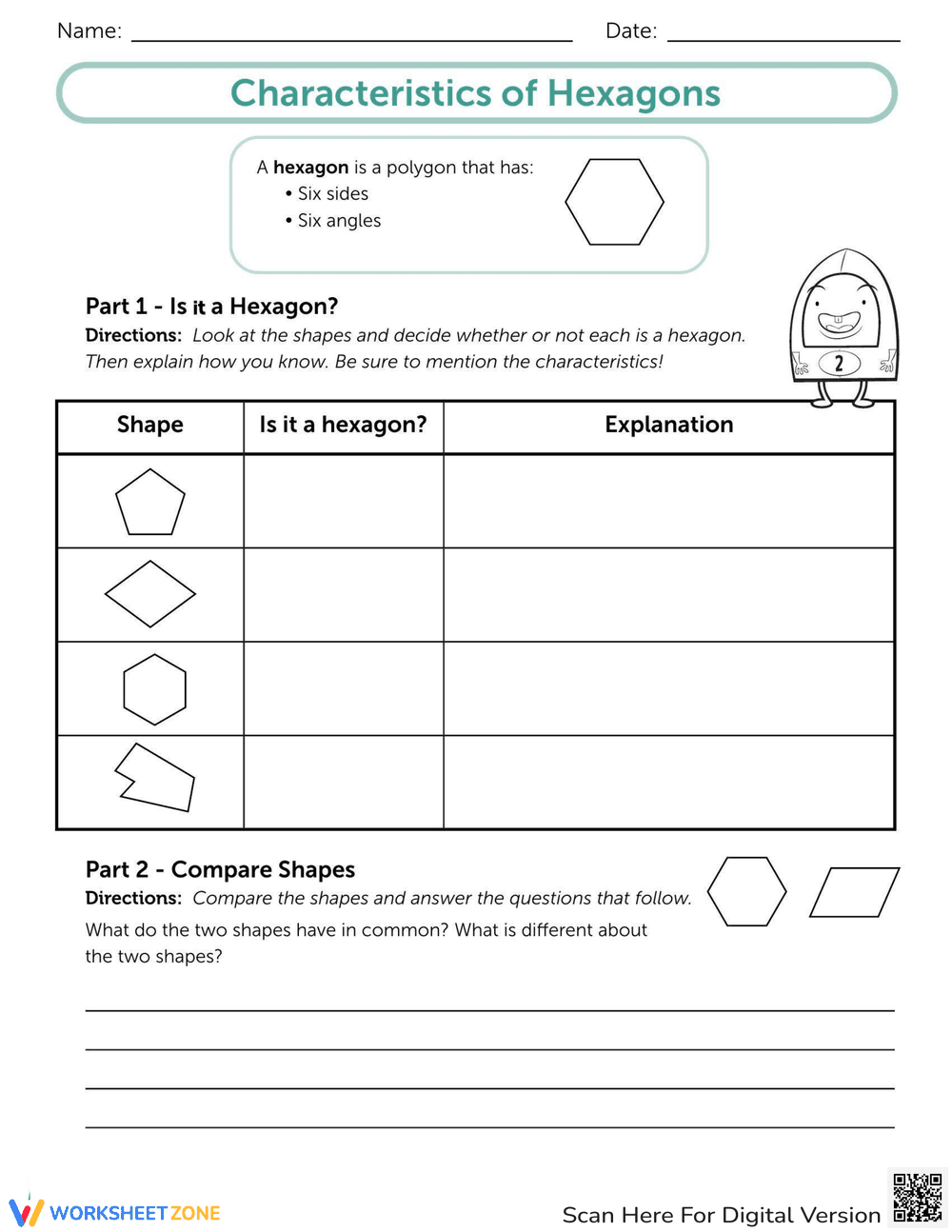 Characteristics of Hexagons - Page 1