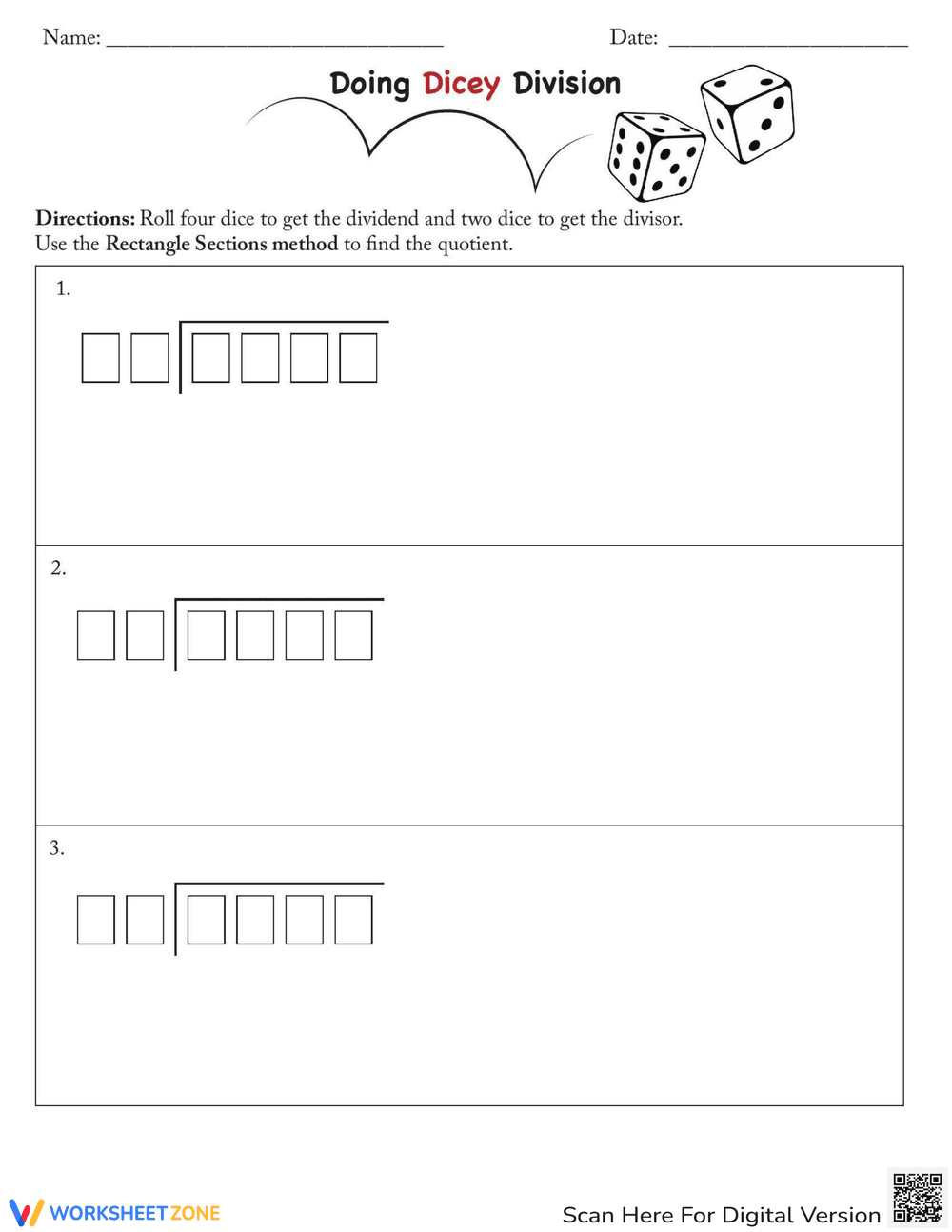 Dicey Division Practice Worksheet - Page 3