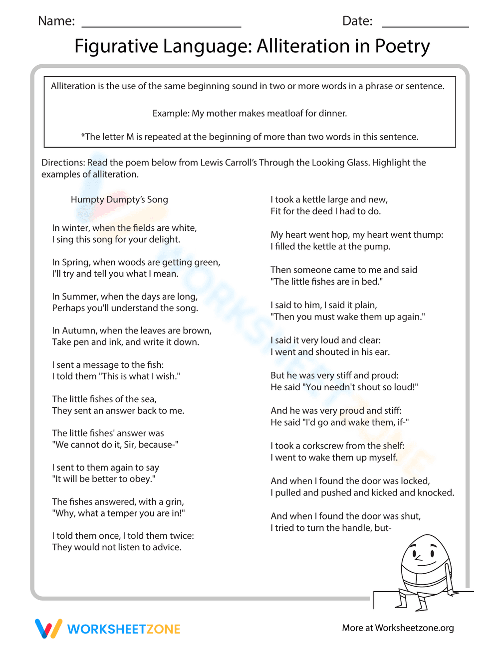 Alliteration in Poetry: Figurative Language - Page 1