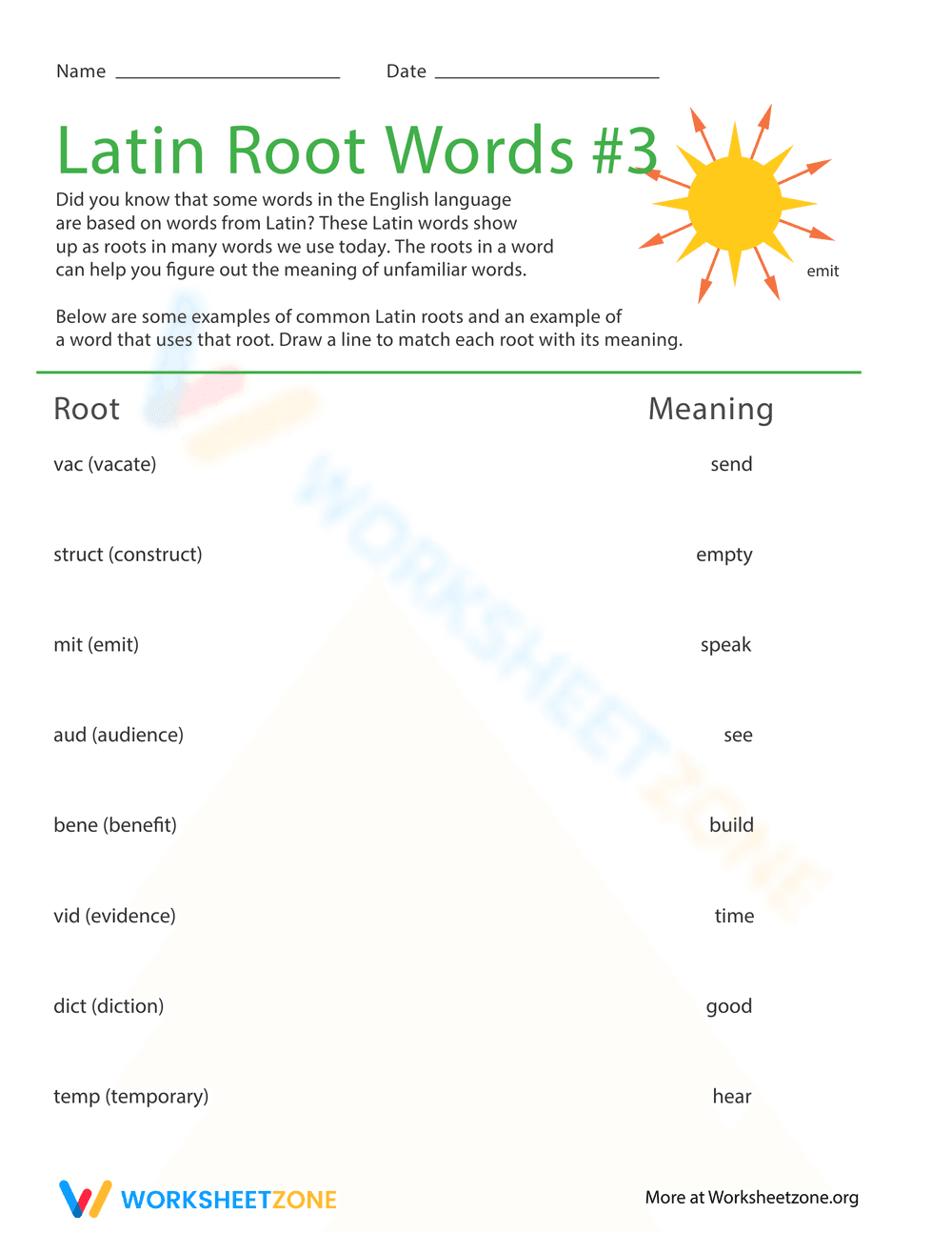 Learning Latin Root Words - Set 3 - Page 1