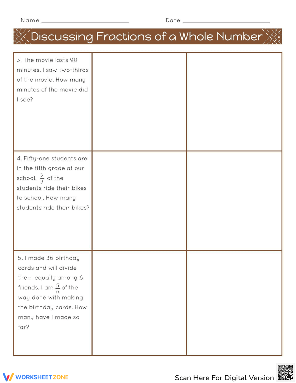 Discussing Fractions of a Whole Number - Page 2