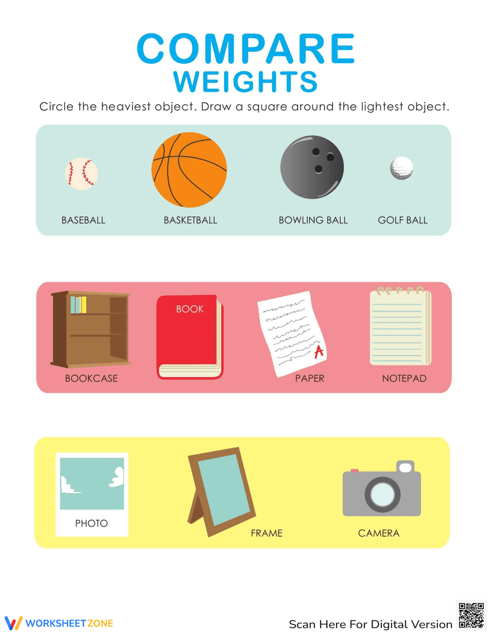 Comparing Weights Worksheet - Page 1
