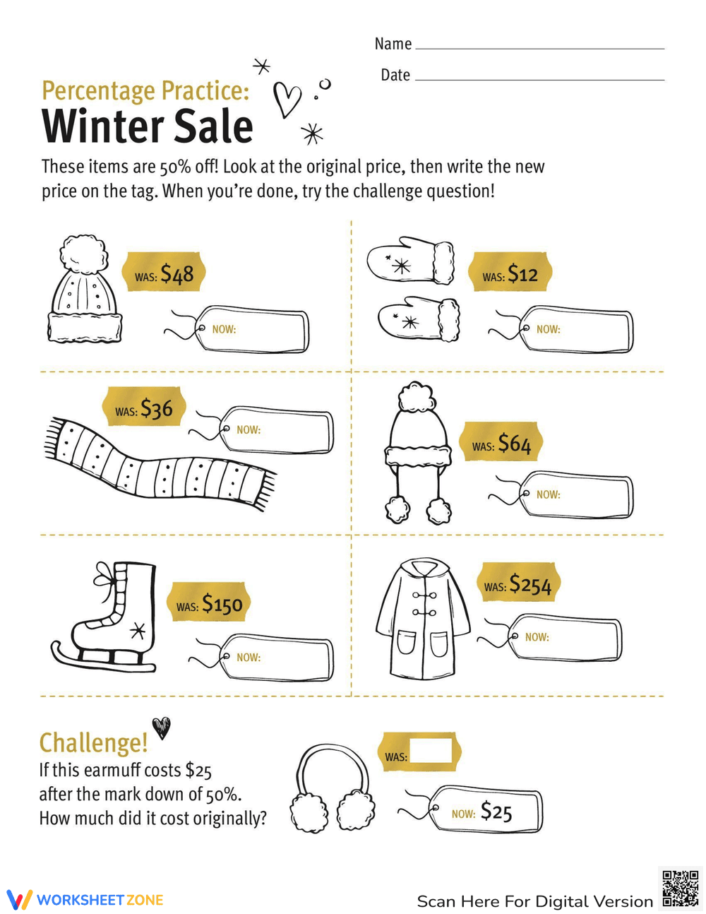 Percentage Practice: Winter Sale - Page 1