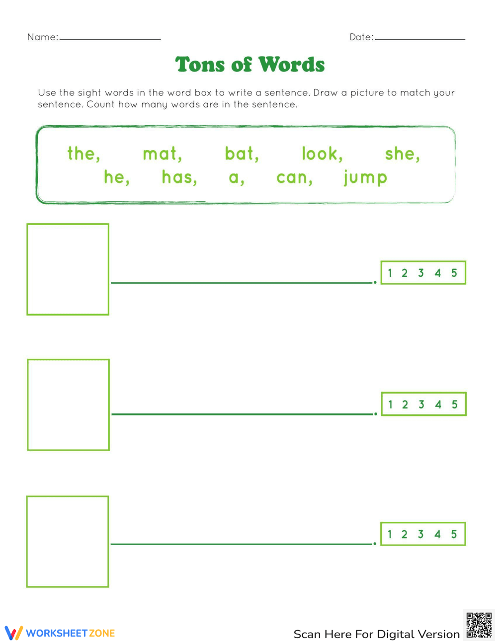 Tons of Words: Vocabulary Building Worksheet - Page 1