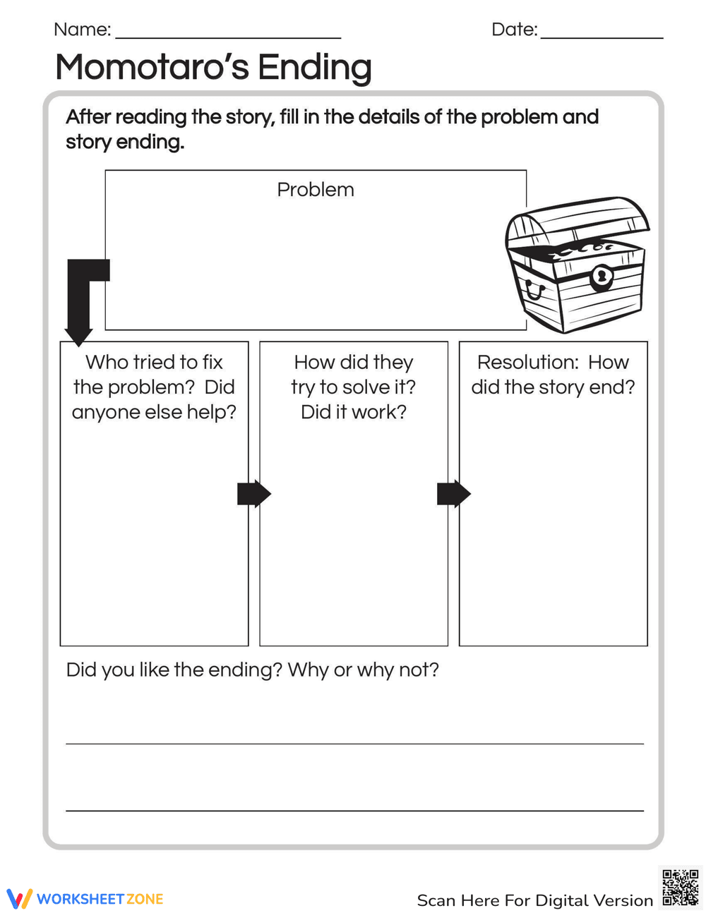 Creative Writing: Momotaro's Ending Worksheet - Page 2