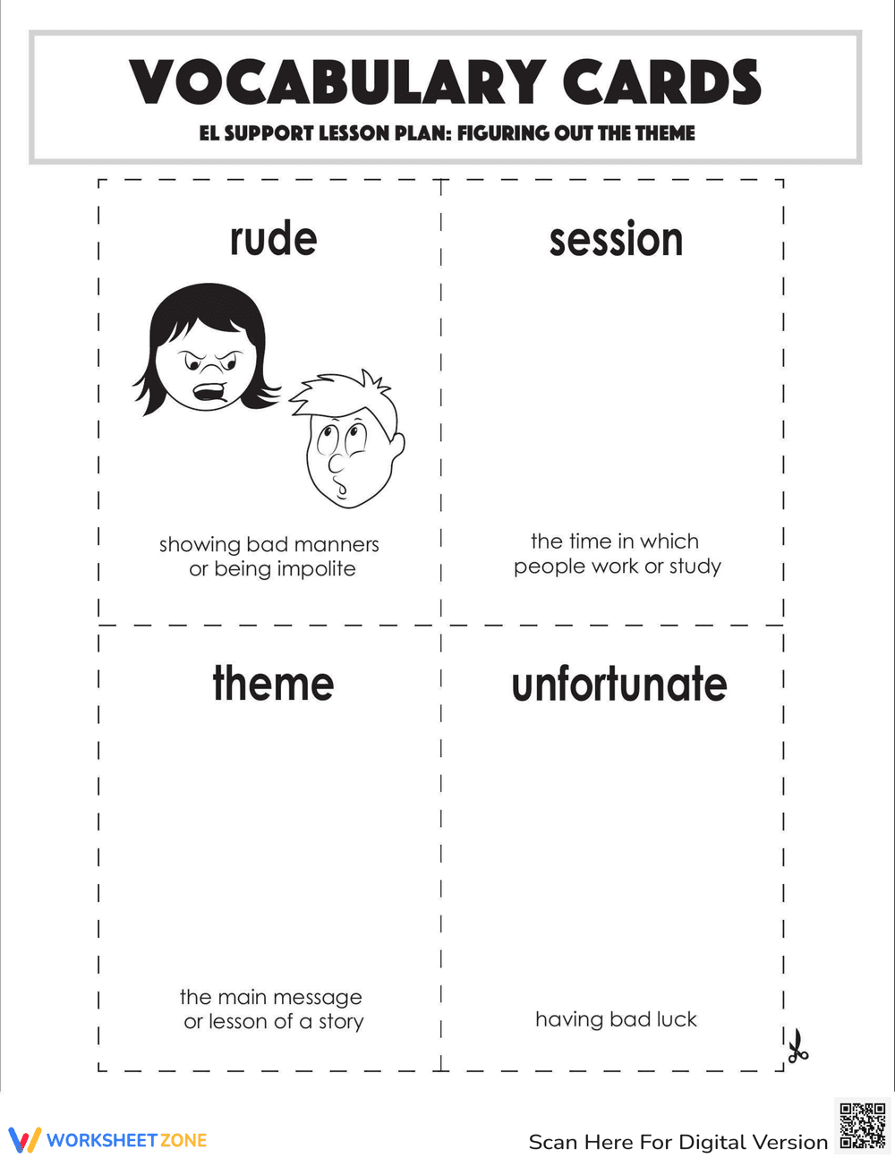 Vocabulary Cards: Figuring Out the Theme - Page 2