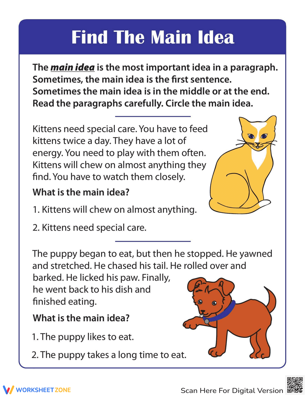 Reading Comprehension: Find the Main Idea - Page 1