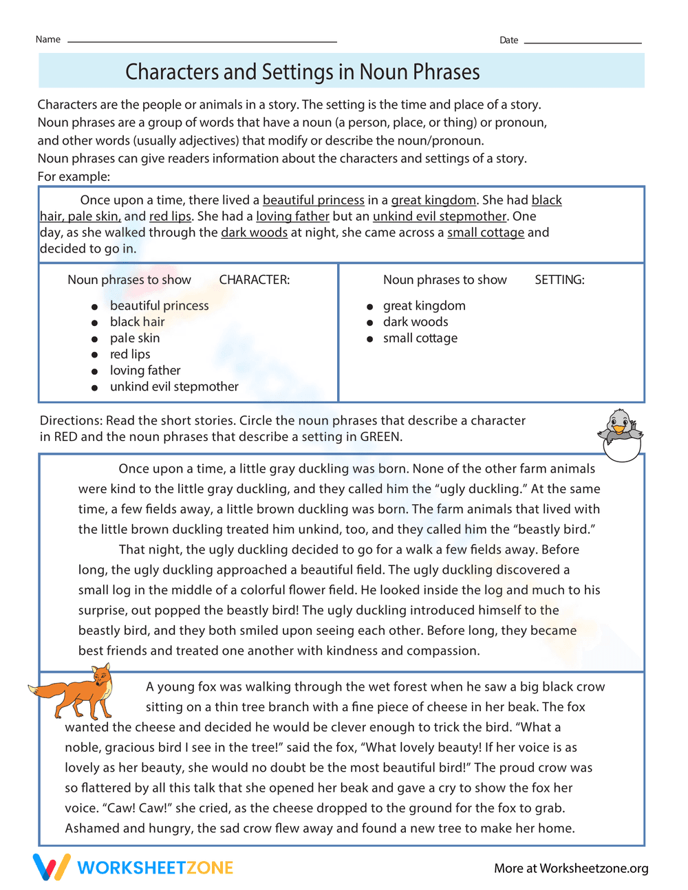 Characters and Settings in Noun Phrases - Page 1