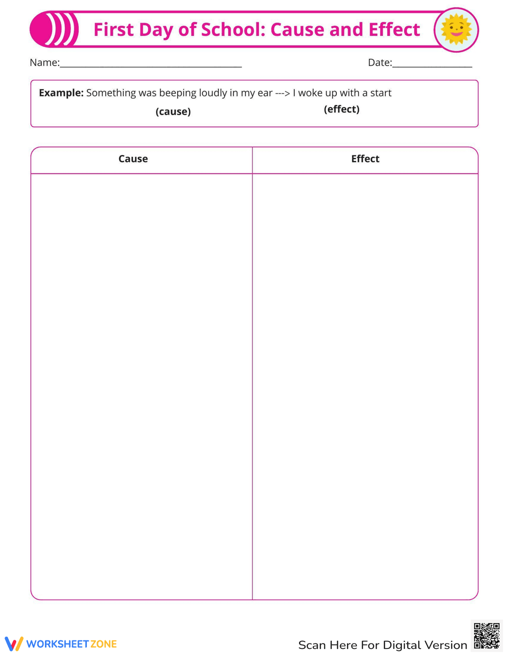 First Day of School Cause and Effect - Page 2