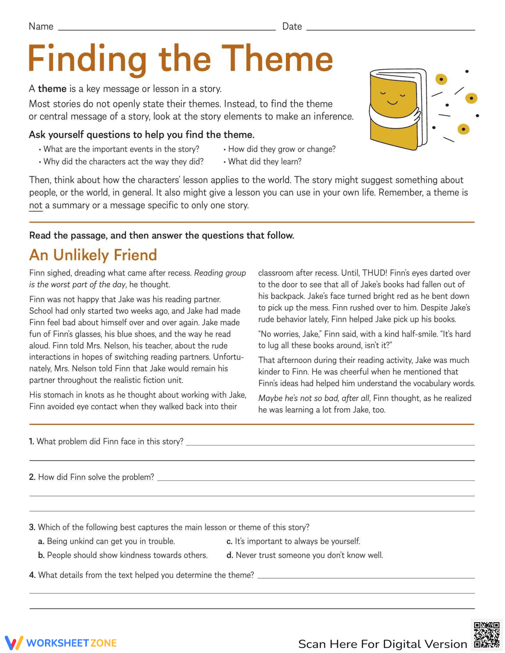 Finding the Theme: Reading Comprehension - Page 1