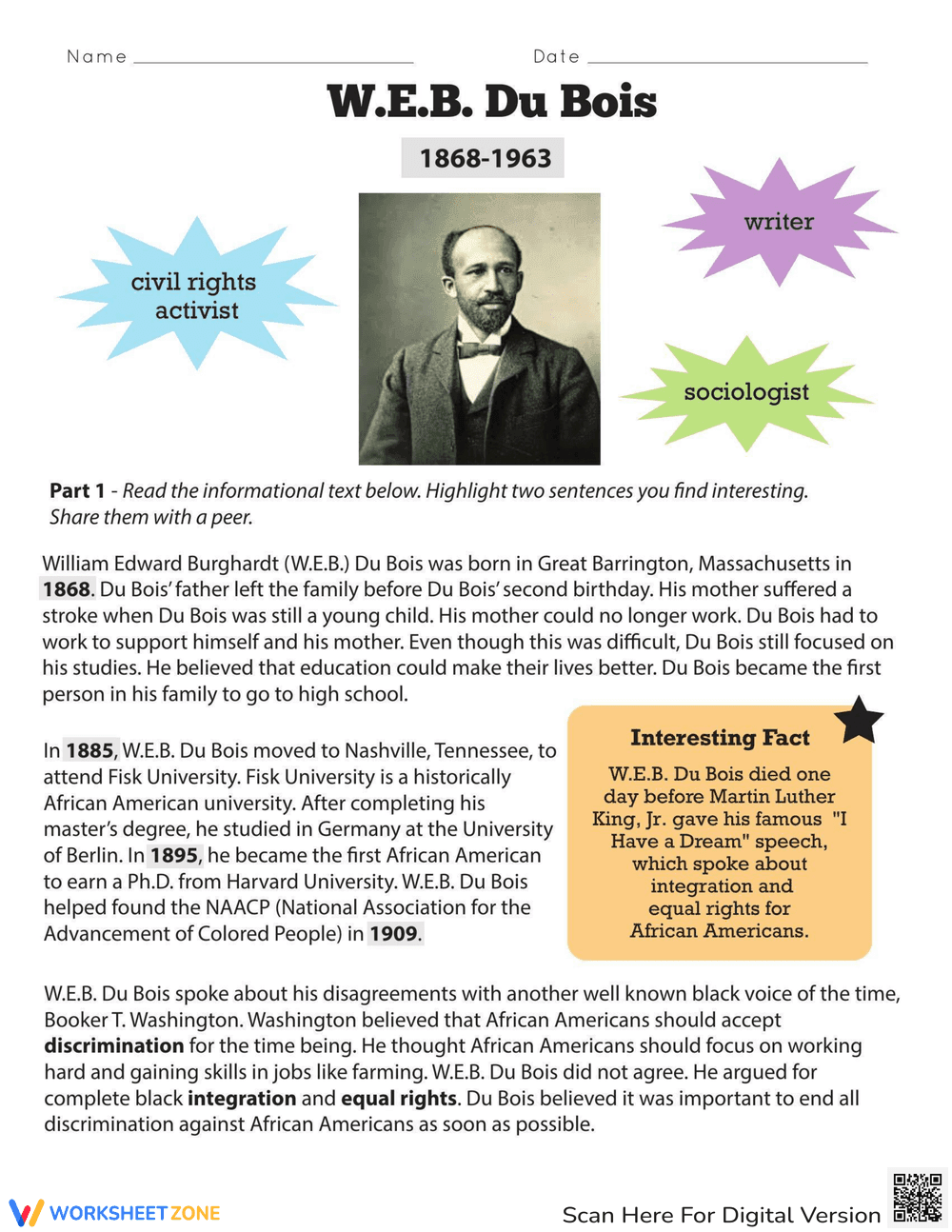 Learn About W. E. B. Du Bois: Historical Heroes - Page 1