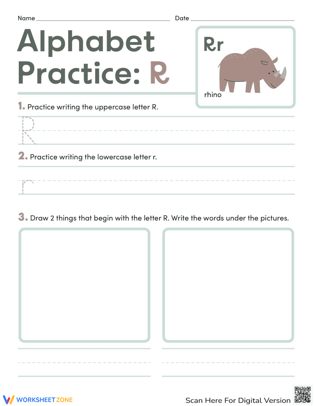 Handwriting Practice Activities-Letter R - Page 1