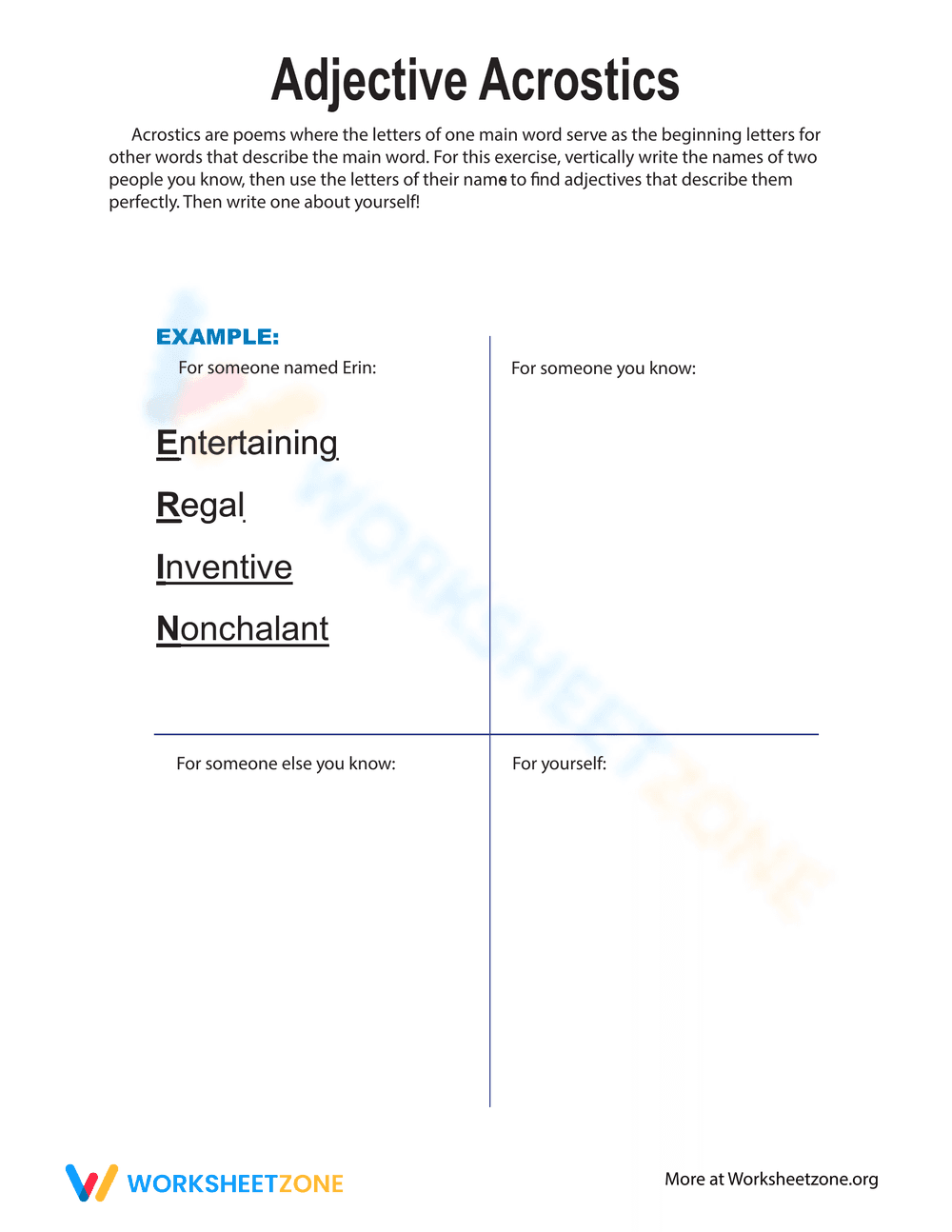 Create an Acrostic Name Poem - Page 1
