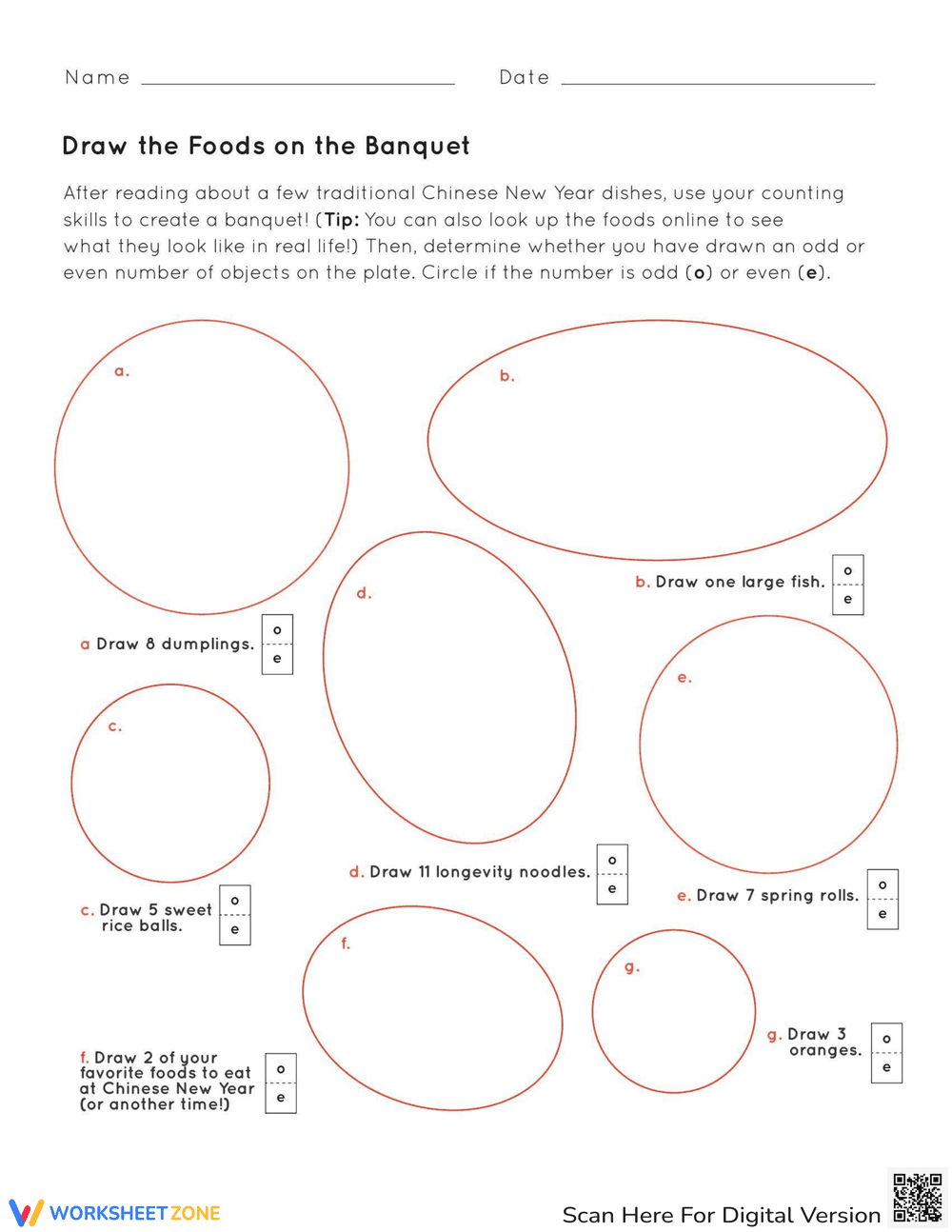 Chinese New Year: Count the Foods Worksheet - Page 2