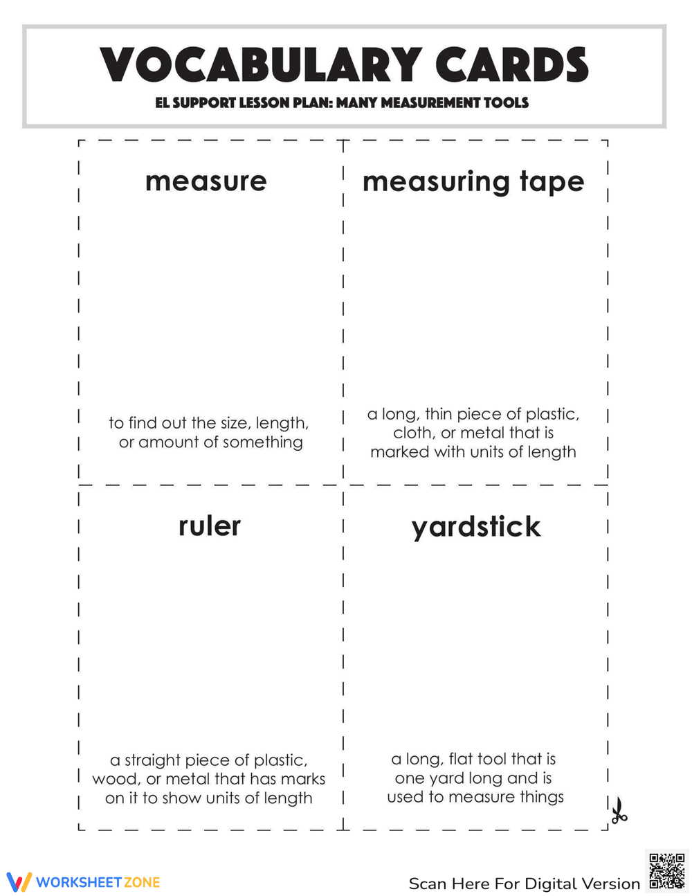 Vocabulary Cards: Many Measurement Tools - Page 1