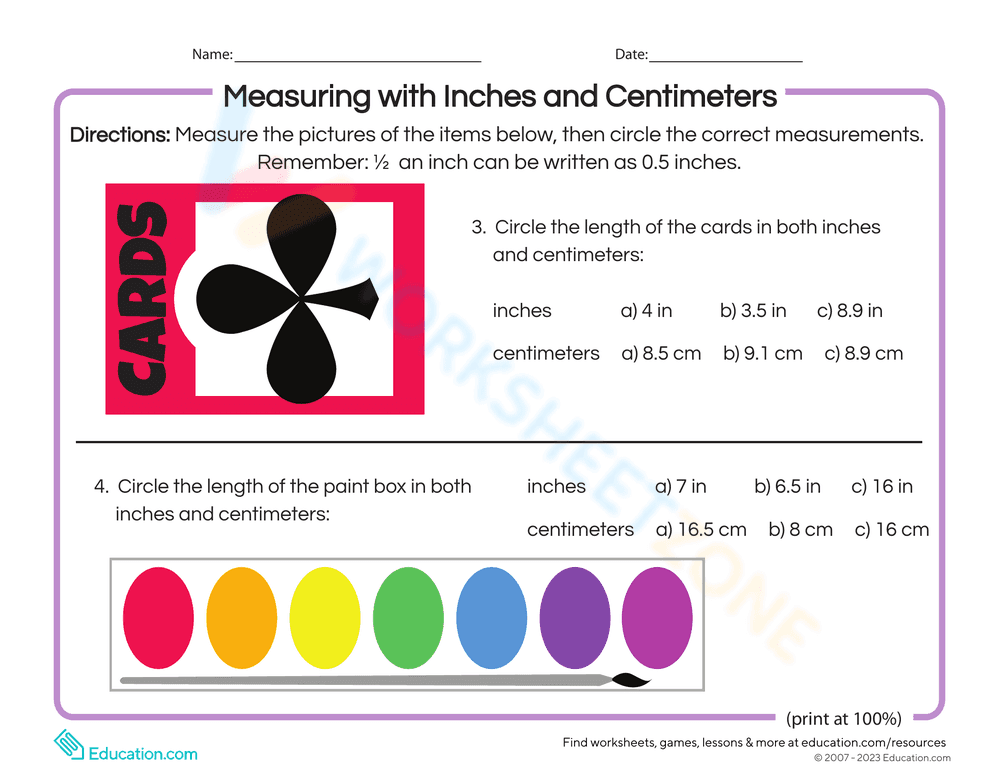 Practice Measuring with Inches and Centimeters - Page 2