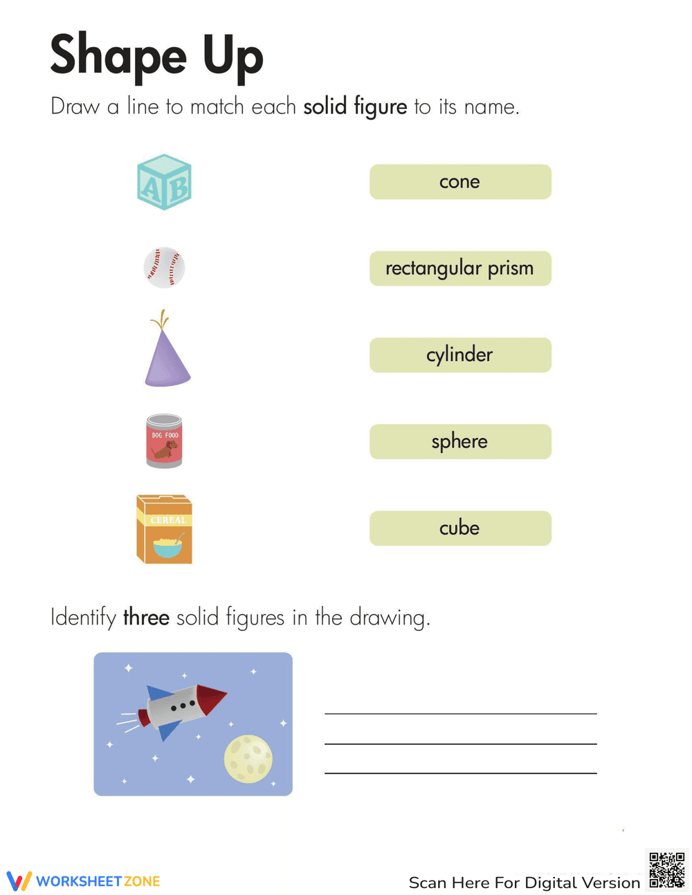 Solid Figures: Shape Up Geometry Skills Worksheet - Page 1