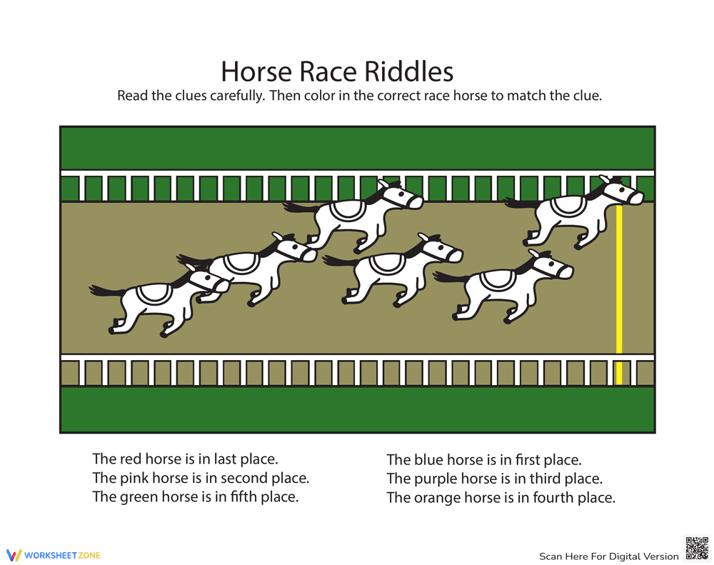 Horse Race Sequencing- for kids - Page 1