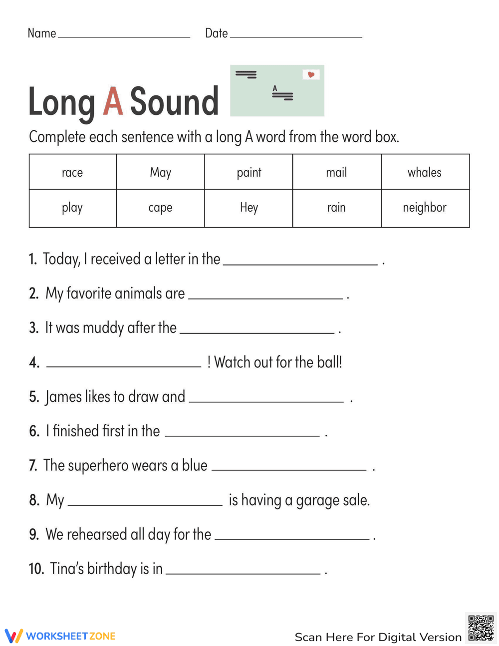 Long A Sound - Page 1