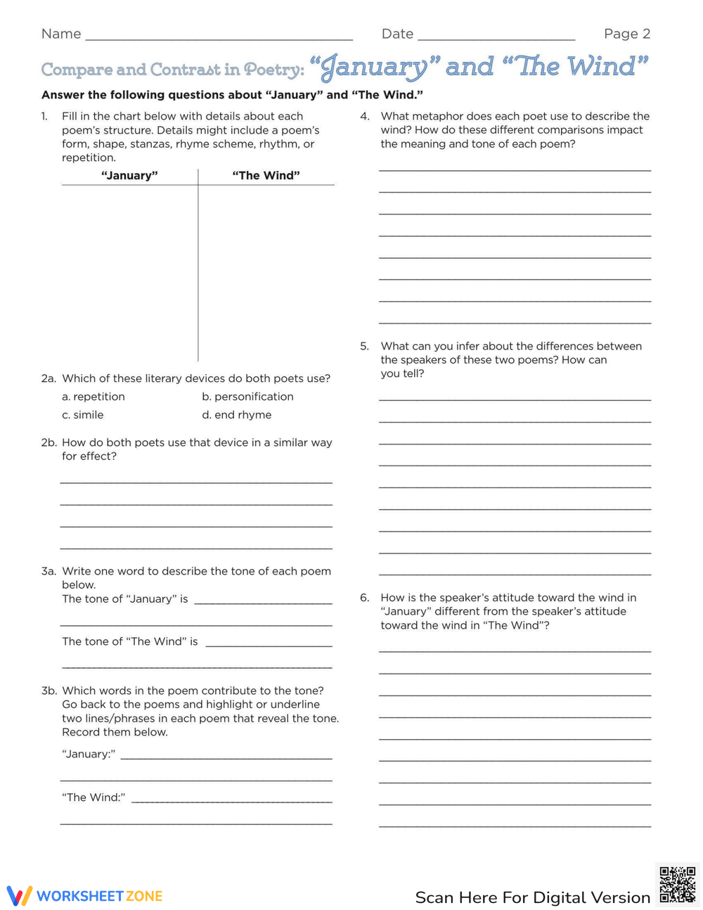 Compare and Contrast in Poetry: January and Wind - Page 2
