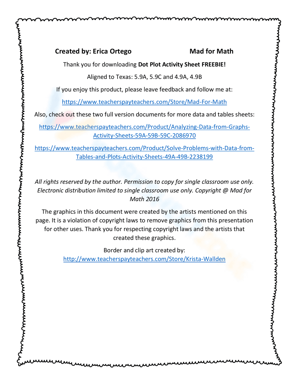 Dot Plot Activity Sheet for Data Analysis - Page 3