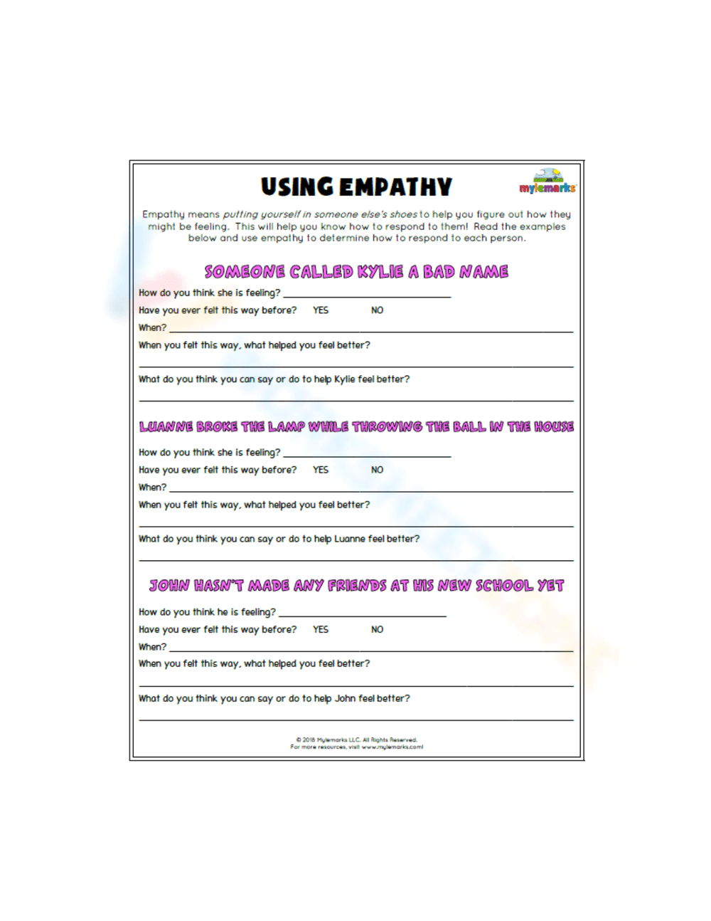 Develop Empathy Skills Worksheet - Page 1