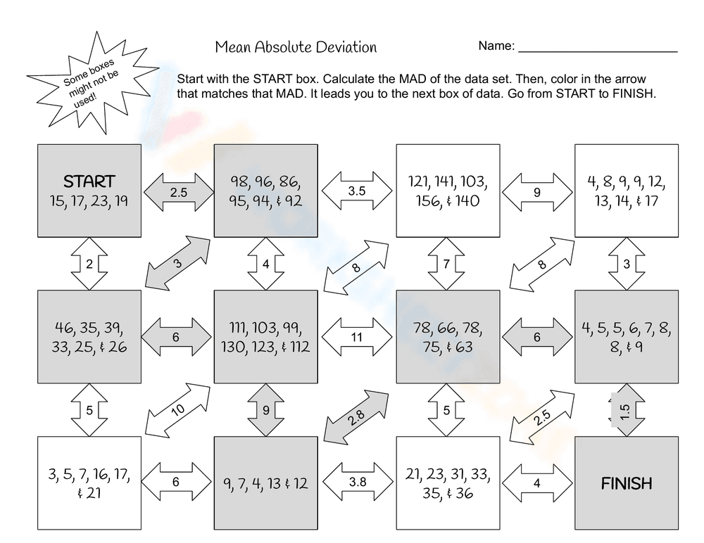 MAD Maze: A Mean Absolute Deviation Practice Worksheet - Page 2