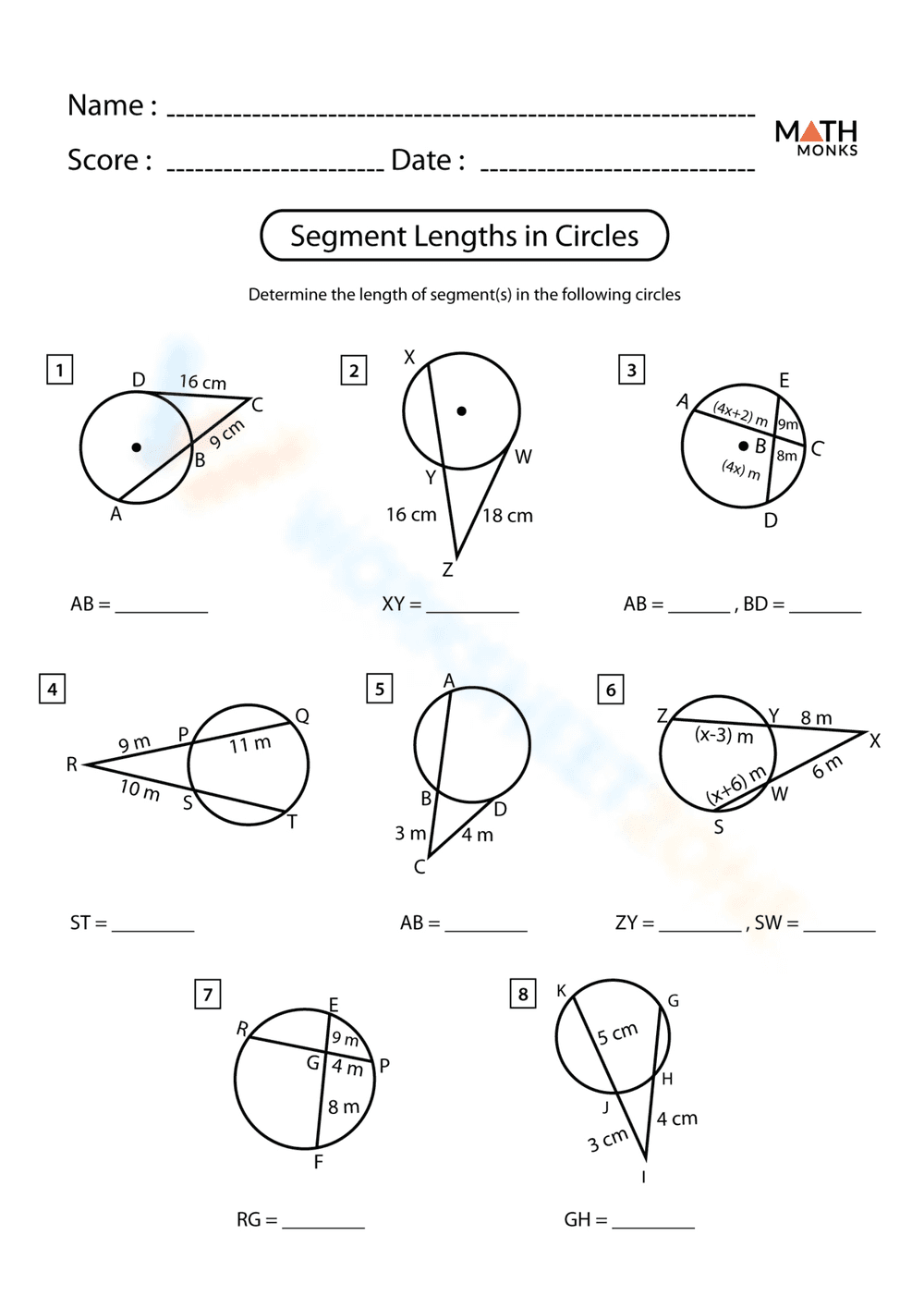 Segment Length in Circle - Page 1