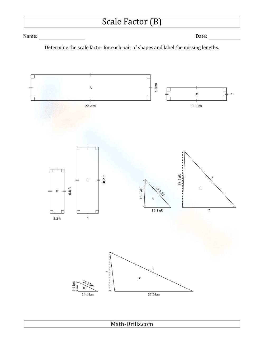 Scale Factor Practice: Calculate Reductions and Enlargements - Page 1