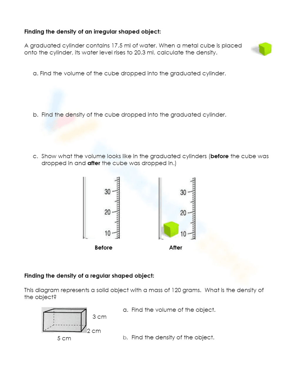 Comprehensive Density Practice Worksheet - Page 2