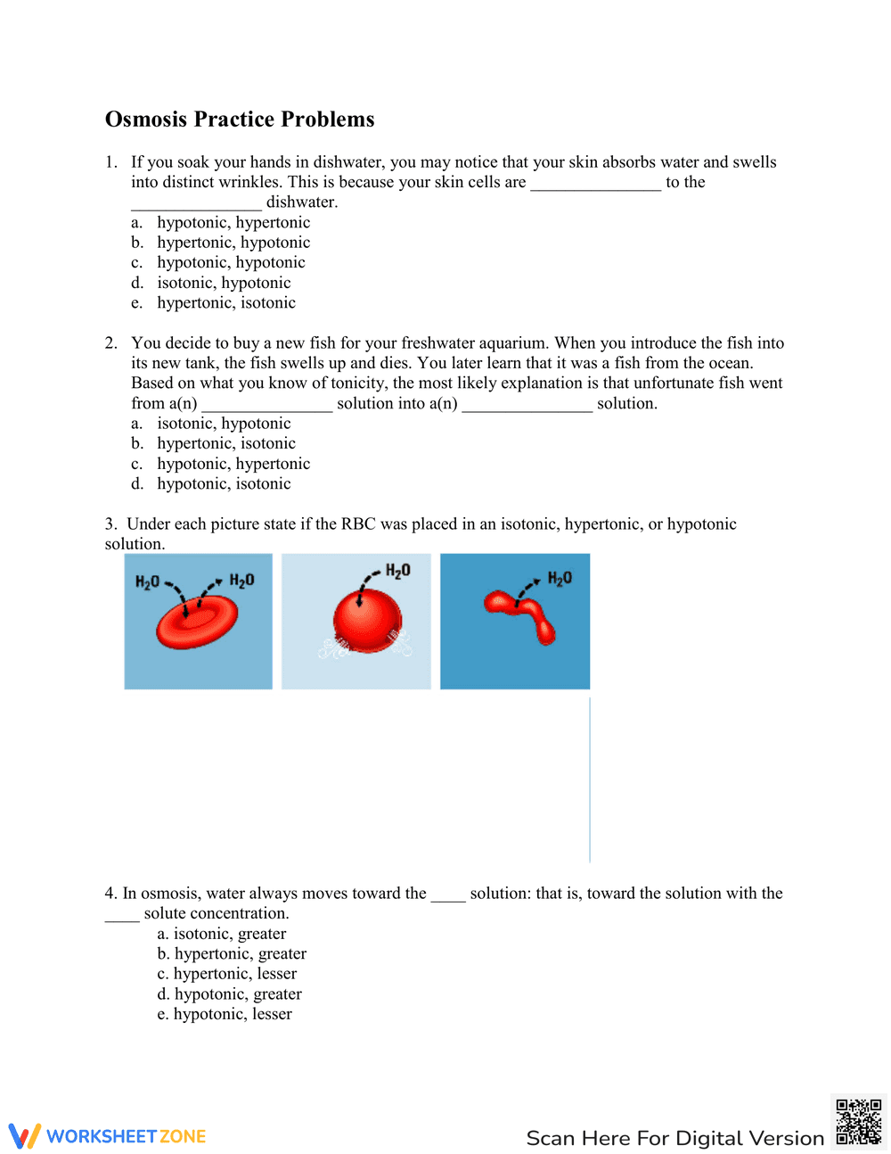 Osmosis Practice: Problems and Solutions - Page 1