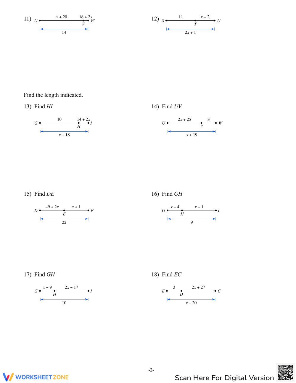 Segment Addition Postulate Practice - Page 2