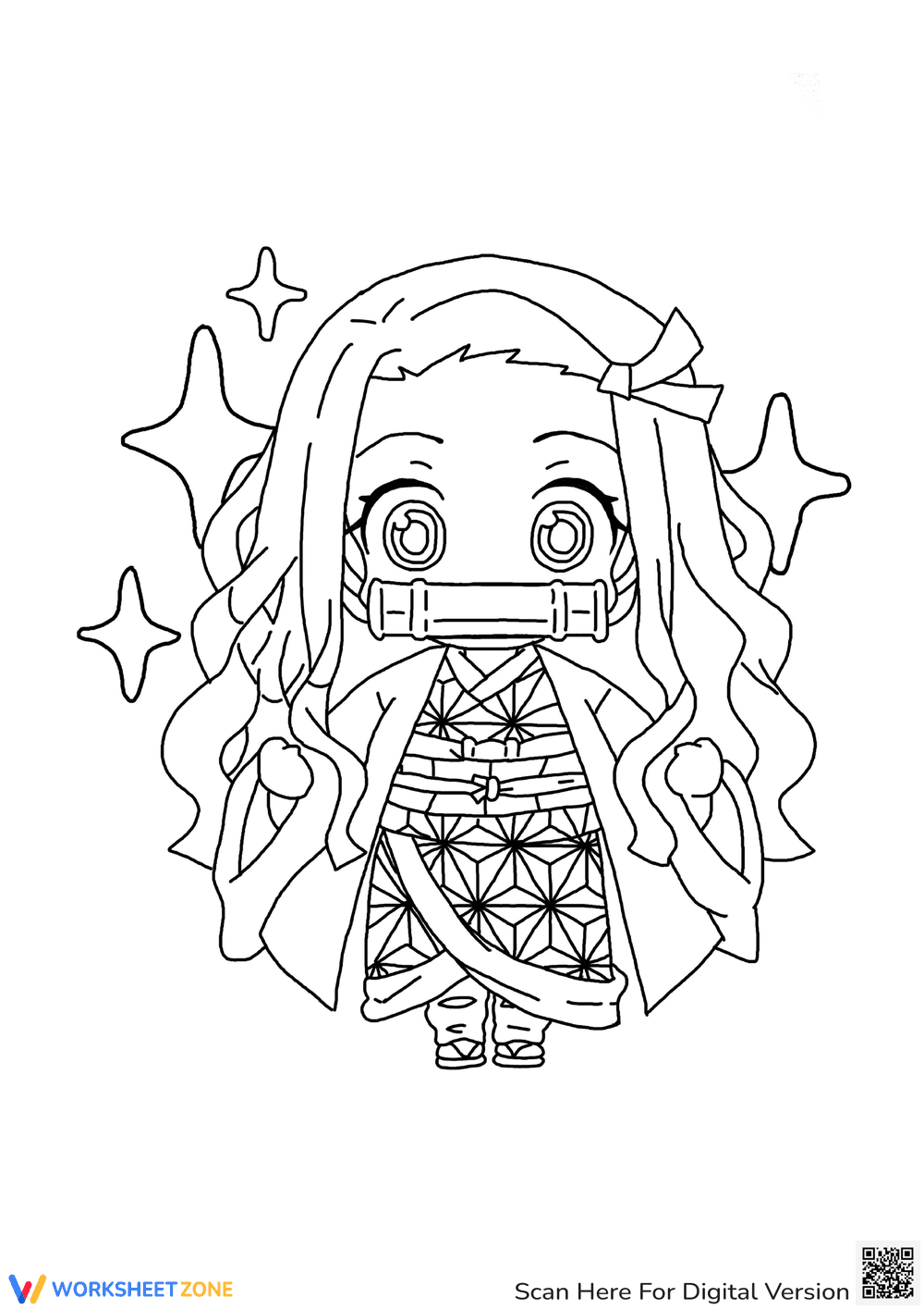 Chibi Nezuko Coloring Page - Page 1