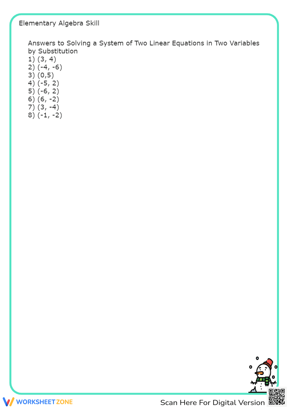 Solve Systems of Equations by Substitution - Algebra Practice - Page 2