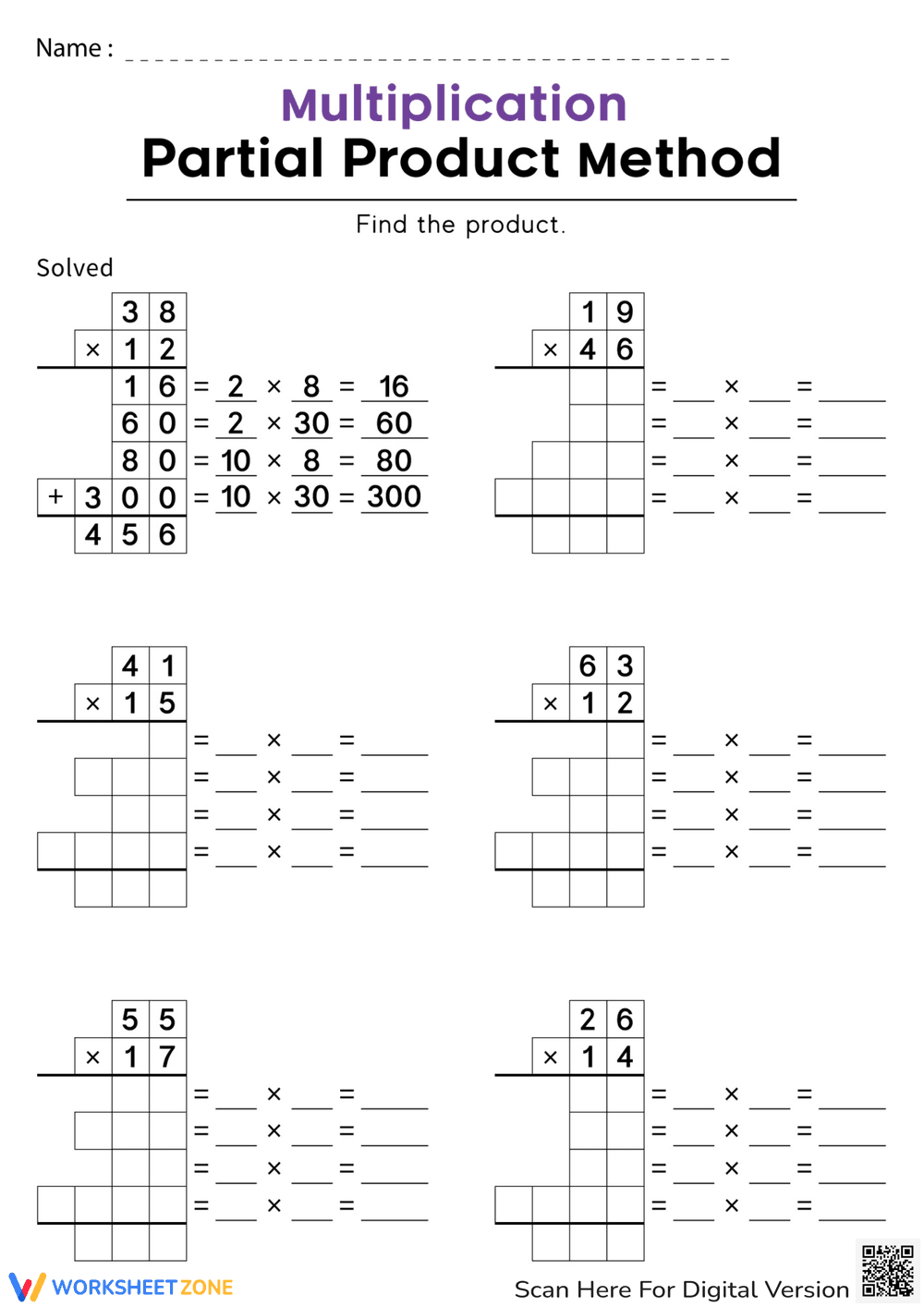 Explore Partial Products Multiplication Strategy - Page 1