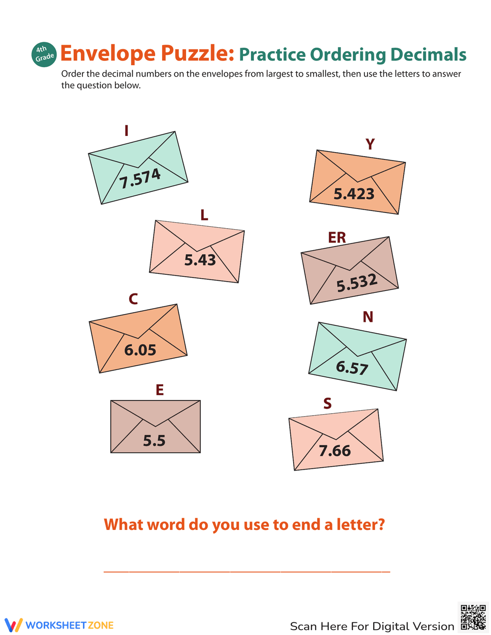 Practice Ordering Decimals 1 - Page 1